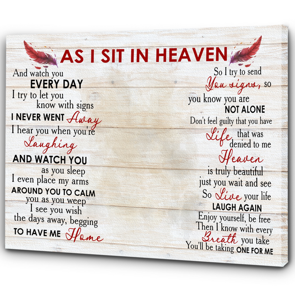 Memorial Canvas Gift| As I Sit In Heaven Sympathy Gift For Loss Of Loved One In Memory Gifts NXM454