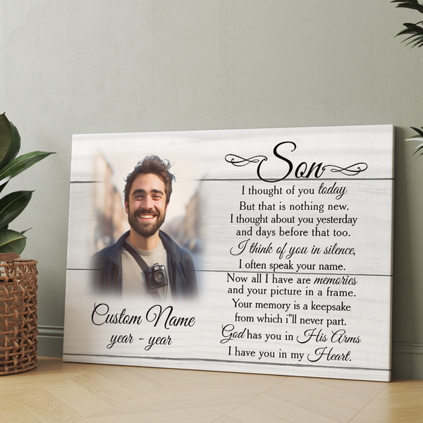 Son Memorial Canvas Gift| Sympathy Gifts For Loss Of Son| Son Remembrance Son In Heaven NXM433