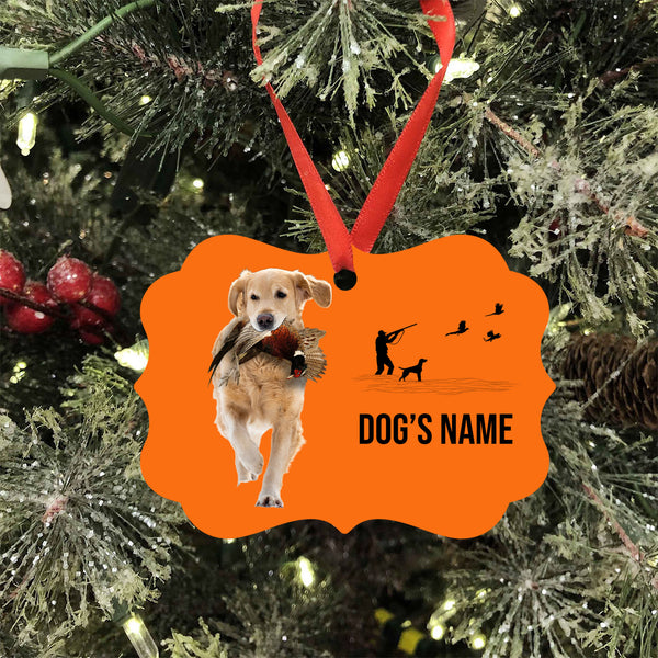 Golden Retriever Hunting Dog Custom Name Medallion Aluminum Ornament - Dog Christmas ornament FSD4355