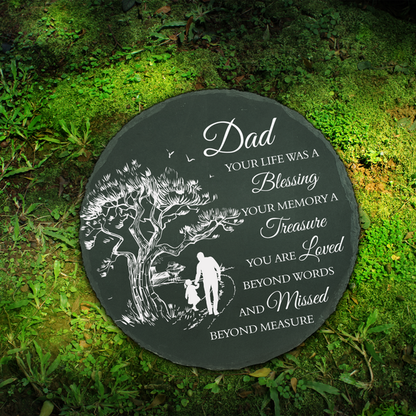 Dad Memorial Stone Memorial Gifts for Loss of Dad in Memory of Dad in Heaven Garden Slate Stone TNA13