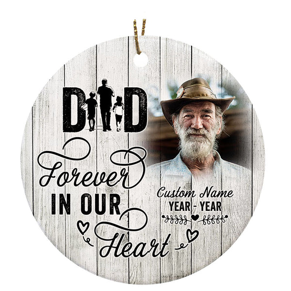 Dad Memorial Ornament - Forever In My Heart, Angel In Heaven Christmas Sympathy Gift For Loss Of Loved One Father ODT95