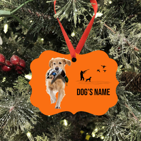 Golden Retriever Hunting Dog Custom Name Medallion Aluminum Ornament - Dog Christmas ornament FSD4355