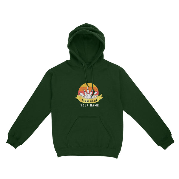 Custom Name and Team name Retro Bowling Ball Pins Unisex Standard Hoodie NQS8693