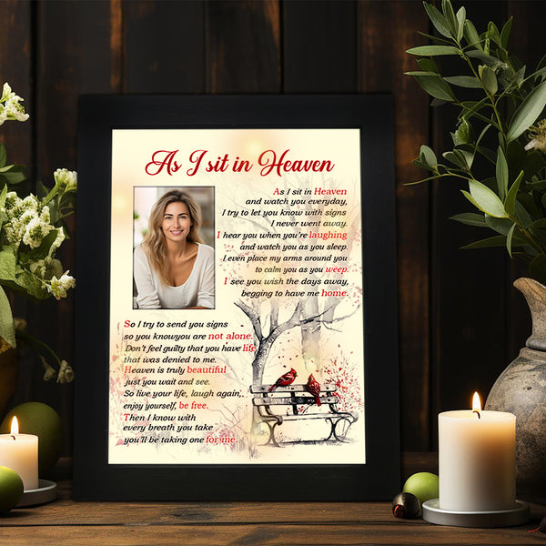 Memorial Shadow Box As I Sit in Heaven Memorial Picture Frame for Loss of Loved One 2x3 Photo TND1