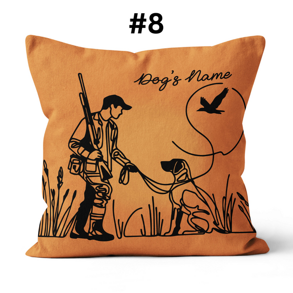 Hunting Dog one Continuous Line Custom Name Pillow, Personalized Gifts for Hunters - FSD4410