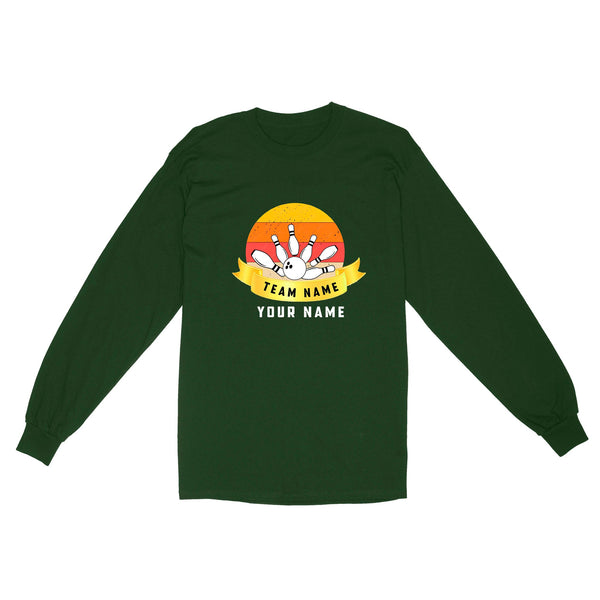 Custom Name and Team name Retro Bowling Ball Pins Unisex Standard Long Sleeve NQS8693