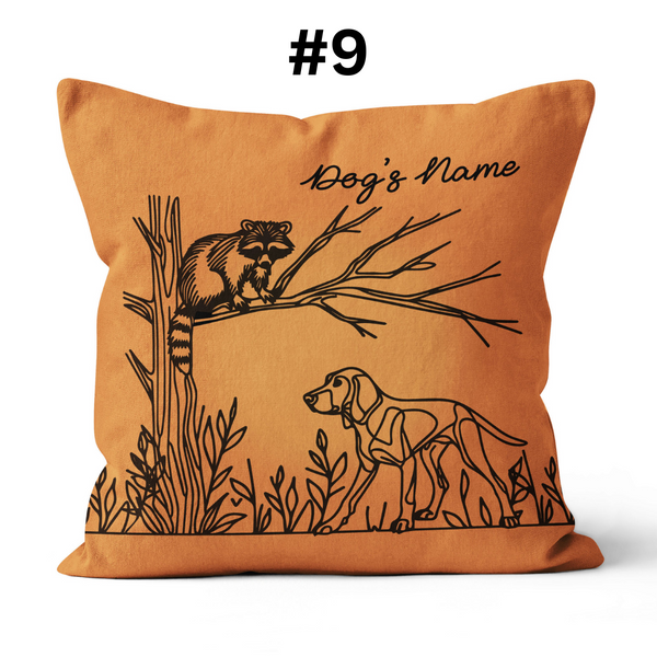 Hunting Dog one Continuous Line Custom Name Pillow, Personalized Gifts for Hunters - FSD4410