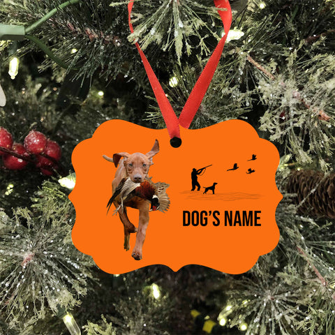 Vizsla Hunting Dog Custom Name Medallion Aluminum Ornament - Dog Christmas ornament FSD4362