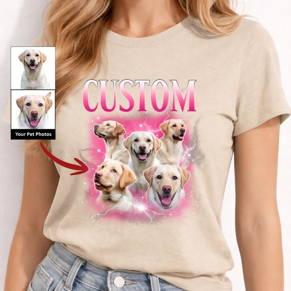 Custom Standard T-Shirt Dog Photo + Name Custom Dog Potrait Personalized Shirt FSD4797