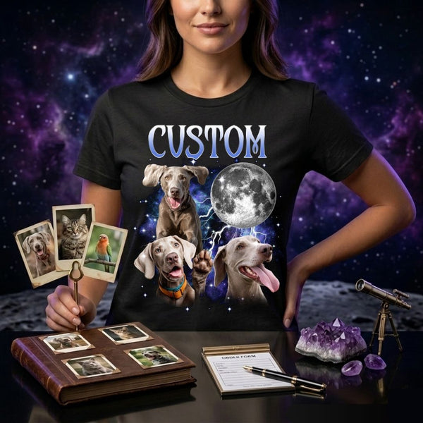 Custom Dog Moon Standard T-Shirt, Dog Potrait Shirt Personalized Gift FSD4798