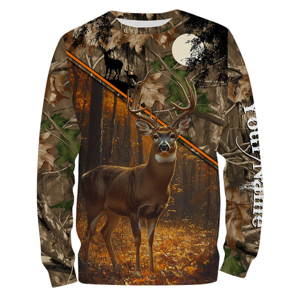 Personalized White-tailed Deer Hunting Camouflage Customized Name All over printed Shirt TTN02