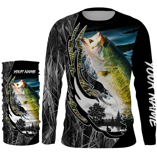 Largemouth Bass fishing Customize Name Personalized Bass Camo Shirts UV Protection TTN07