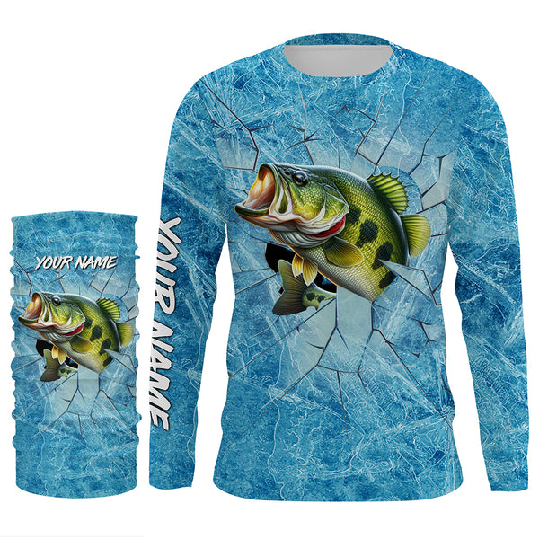 Ice fishing for bass fish winter camo clothing Custom name UV protection performance fishing shirt TTN35