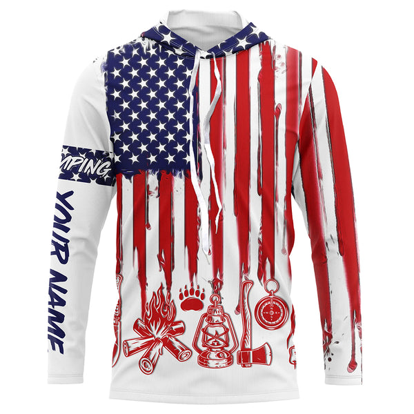 Personalized Funny Camping American Flag UV protection Custom Long Sleeve Shirts TTN128