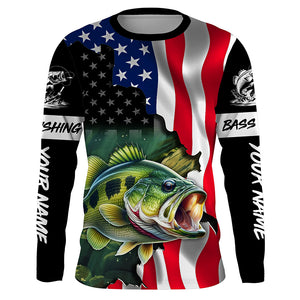 American Flag Bass Fishing Custom long sleeve Fishing Shirts for men, Bass Fishing jerseys TTV08