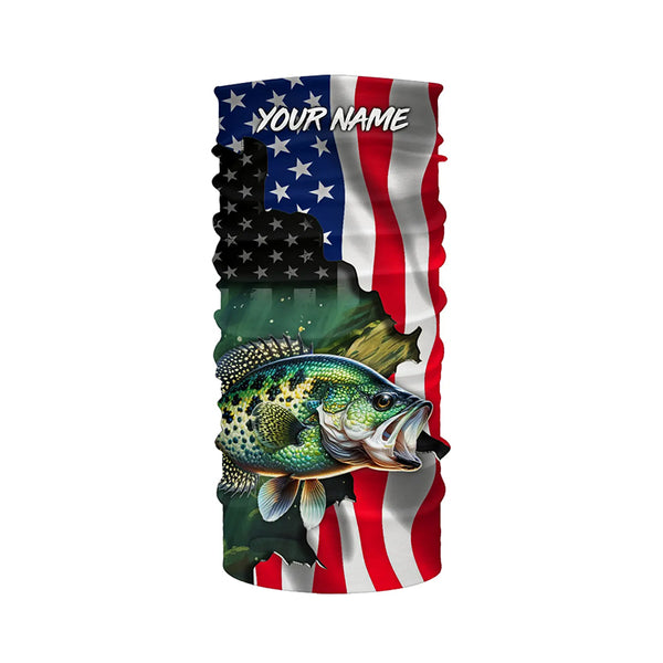 American Flag Crappie Fishing Custom Name performance long sleeve fishing shirt uv protection TTV30