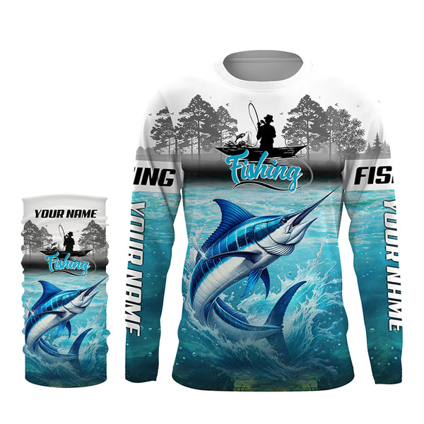 Marlin Fishing 3D UV protection quick dry customize name long sleeves shirt 30+ TTV37