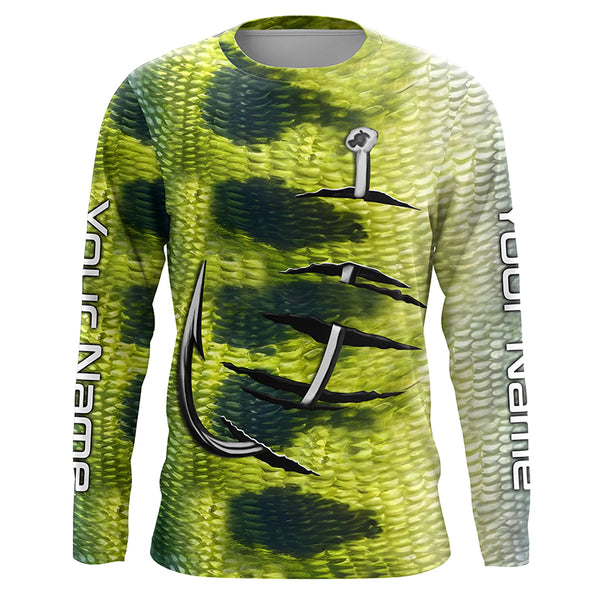 Bass Fish scale Fish hook Custom Long Sleeve Fishing Shirts UV Protection TTV88