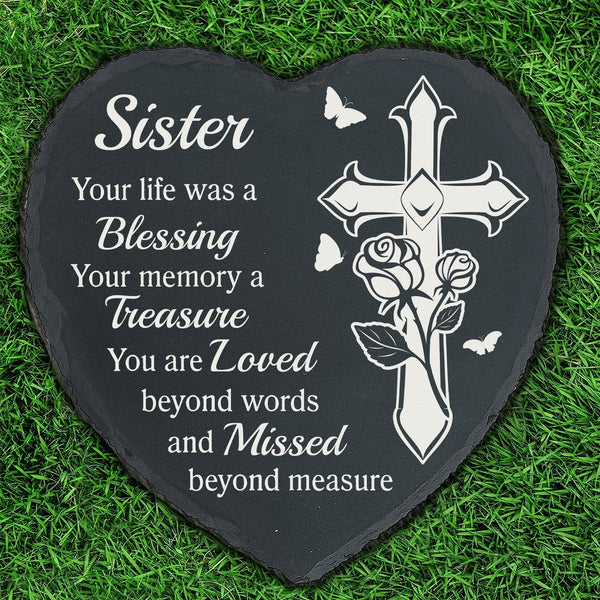 Sister Memorial Stone Garden Slate Sister Plaque Memorial Gifts for Loss of Sister in Heaven TNA9