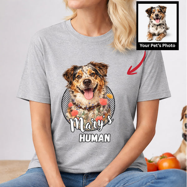 Floral Dog Portrait T-Shirt Custom Pet Gift for Dog Lovers, Dog Mom FSD4817