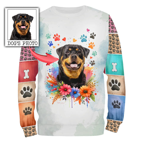 Dog lovers custom dog's photo watercolor effect personalized shirt for dog lover D11