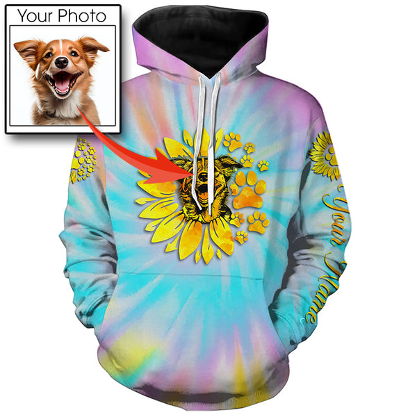 Dog lovers tie dye sunflower UV protection personalized shirt for dog lover D08