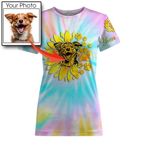 Dog lovers tie dye sunflower UV protection personalized shirt for dog lover D08