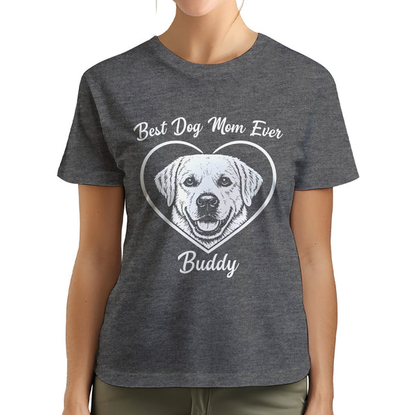 Best Dog Mom Ever Custom Dogface Premium Women's T-Shirt for Mom DM01