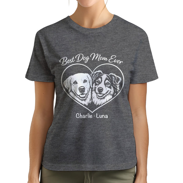 Best Dog Mom Ever Custom Dogface Premium Women's T-Shirt for Mom DM01