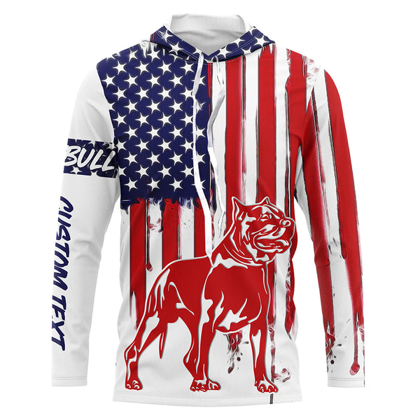 American pitbull USA flag UV protection personalized shirt for dog lover D01