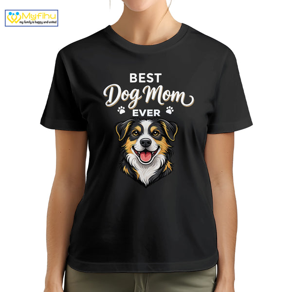 Best Dog Mom Ever Custom Dogface Premium Women's T-Shirt for Mom DM03