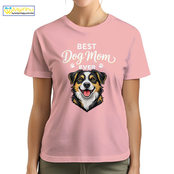 Best Dog Mom Ever Custom Dogface Premium Women's T-Shirt for Mom DM03