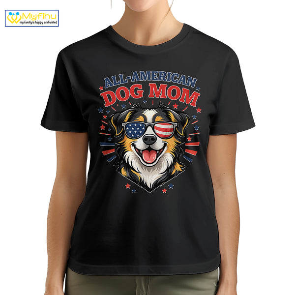 All American Dog Mom Best Dog Mom Ever Custom Dogface Premium Women's T-Shirt for Mom DM06