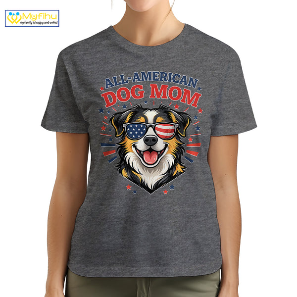 All American Dog Mom Best Dog Mom Ever Custom Dogface Premium Women's T-Shirt for Mom DM06