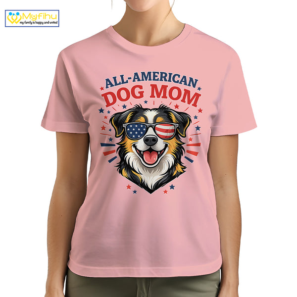 All American Dog Mom Best Dog Mom Ever Custom Dogface Premium Women's T-Shirt for Mom DM06
