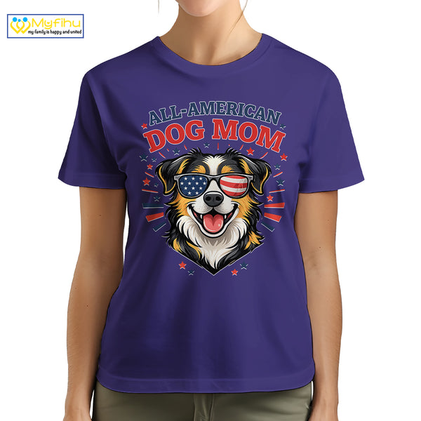 All American Dog Mom Best Dog Mom Ever Custom Dogface Premium Women's T-Shirt for Mom DM06