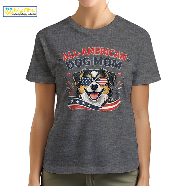 All American Best Dog Mom Ever Custom Dogface Premium Women's T-Shirt for Mom DM11