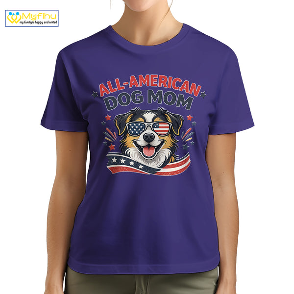 All American Best Dog Mom Ever Custom Dogface Premium Women's T-Shirt for Mom DM11