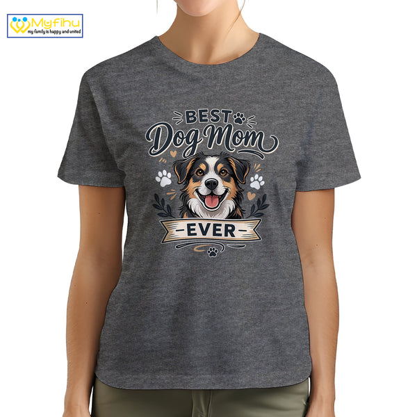 Best Dog Mom Ever Custom Dogface Premium Women's T-Shirt for Mom DM12