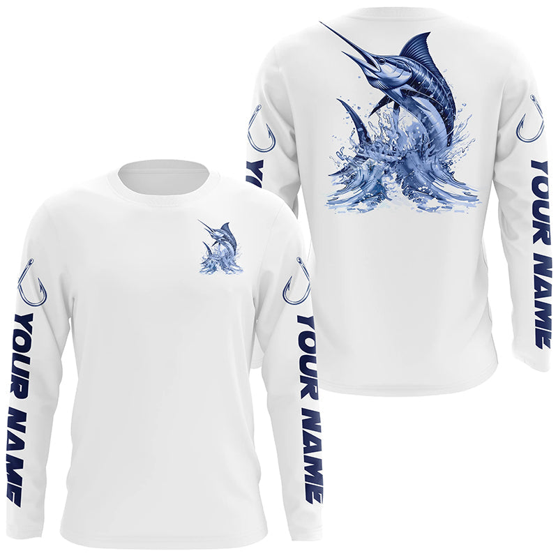 Personalized Marlin Long Sleeve Performance Fishing Shirts, Marlin Fishing Jersey IPHW6411