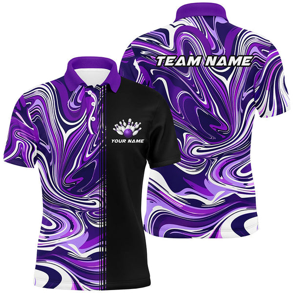 Custom Purple Bowling Polo / Quarter-Zip Shirts For Team, Unisex Bowling Jerseys For Bowlers IPHW6174