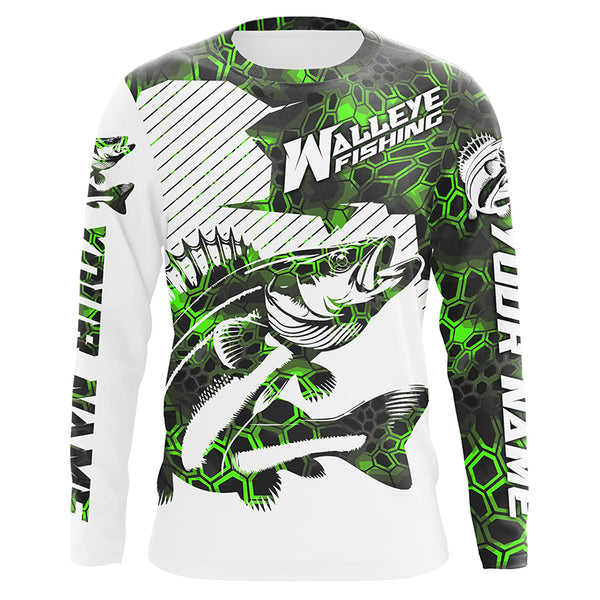Personalized Name Multi-Color Walleye Long Sleeve Tournament Fishing Shirts, Walleye Fishing Jerseys IPHW5880