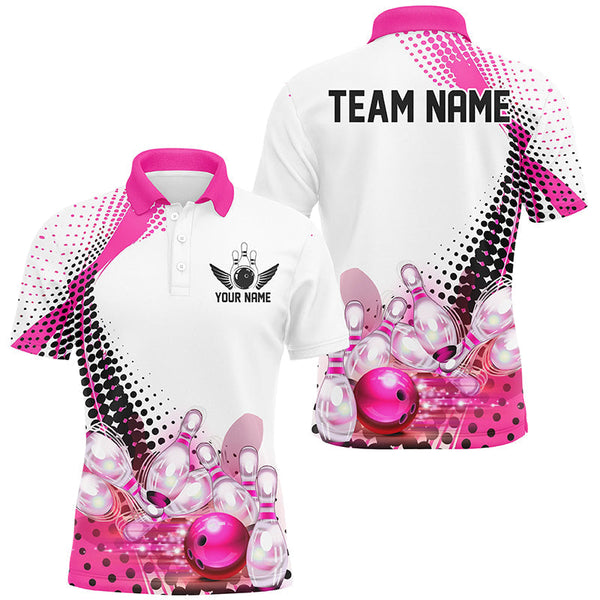 Custom Bowling Uniforms, Pink Outfit Bowling Shirts For Men Bowling Team Shirts IPHW7129