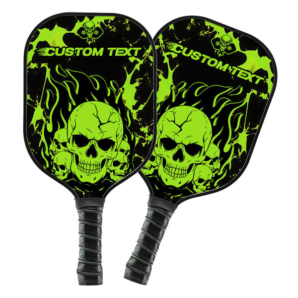 Black And Green Flame Skull Custom Pickleball Paddle, Halloween Pickleball Paddles Gifts IPHW7465