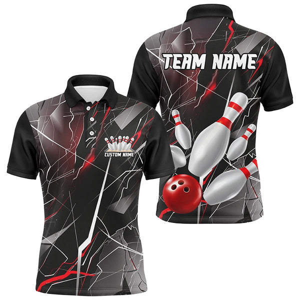 Red Thunder Lightning Custom Bowling Team Shirts For Men And Women, Strike Bowling Jerseys IPHW6466