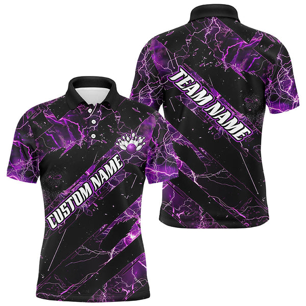 Purple Thunder Lightning Custom Bowling Team Shirts For Men And Women, Bowling Gift Bowler Outfit IPHW6480