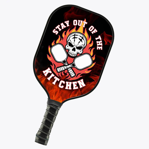 Custom Funny Pickleball Paddles Saying "Stay Out Of The Kitchen", Skull Pickleball Paddle Gifts IPHW7242