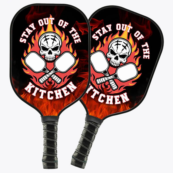 Custom Funny Pickleball Paddles Saying "Stay Out Of The Kitchen", Skull Pickleball Paddle Gifts IPHW7242