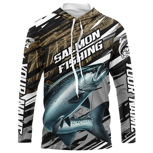 Chinook Salmon Fishing Camo Long Sleeve Fishing Shirts, Custom King Salmon Fishing Jerseys IPHW5949