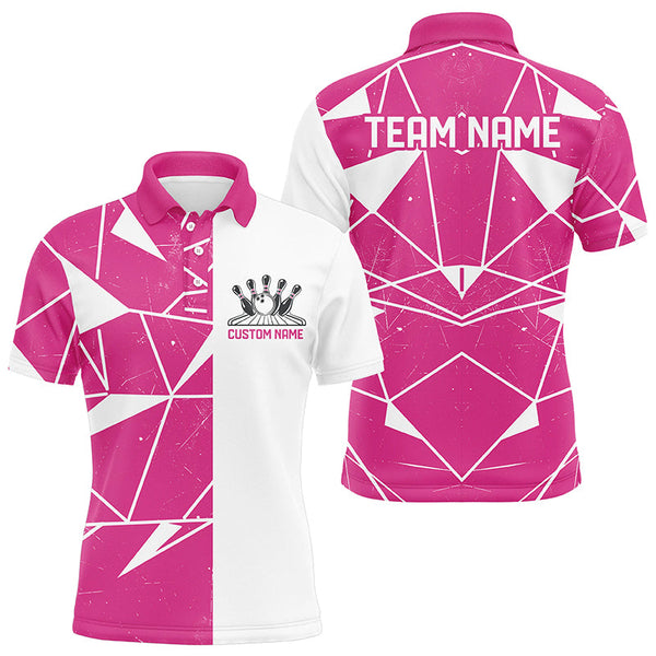 Pink Geometric Custom Unisex Bowling Team Shirts, Bowling Jerseys For Bowlers IPHW6265